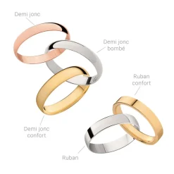 Alliance Caroline Sablee Demi Jonc Classique Or Bicolore