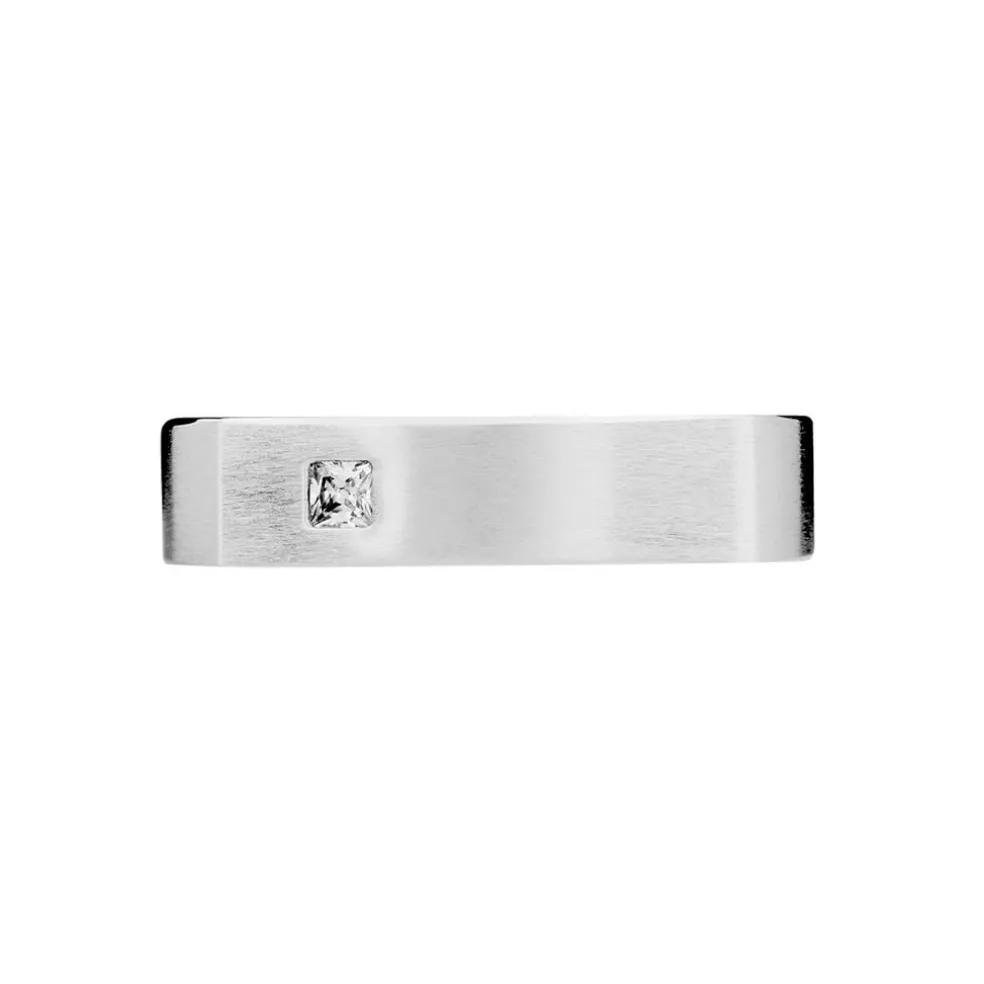 Alliance Carree Brossee Or Blanc Diamant