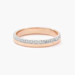 Alliance Fantaisie Diamantee Ruban Plat Or Bicolore