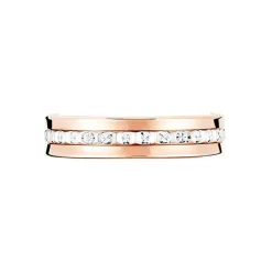 Alliance Fantaisie Diamantee Ruban Plat Or Bicolore