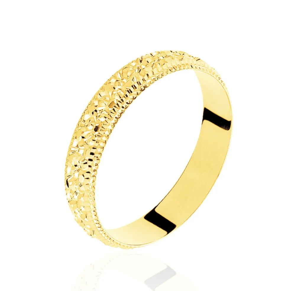 Alliance Fantaisie Diamantee Ruban Plat Or Jaune