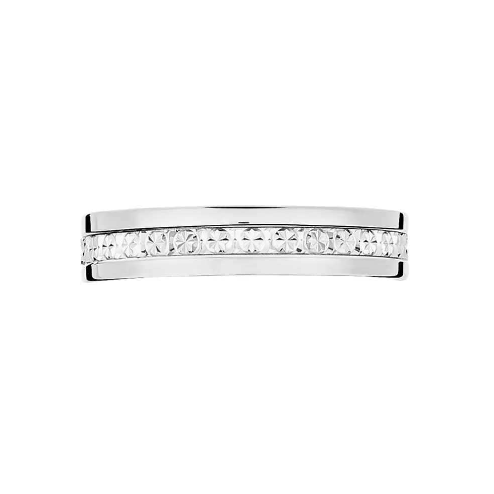 Alliance Fantaisie Diamantee Ruban Plat Or Blanc