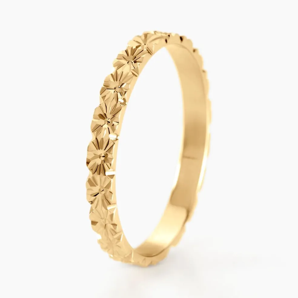 Alliance Fleur Diamantee Ruban Plat Or Jaune