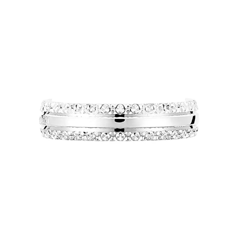 Alliance June 2 Rangs Diamantee Ruban Plat Or Blanc