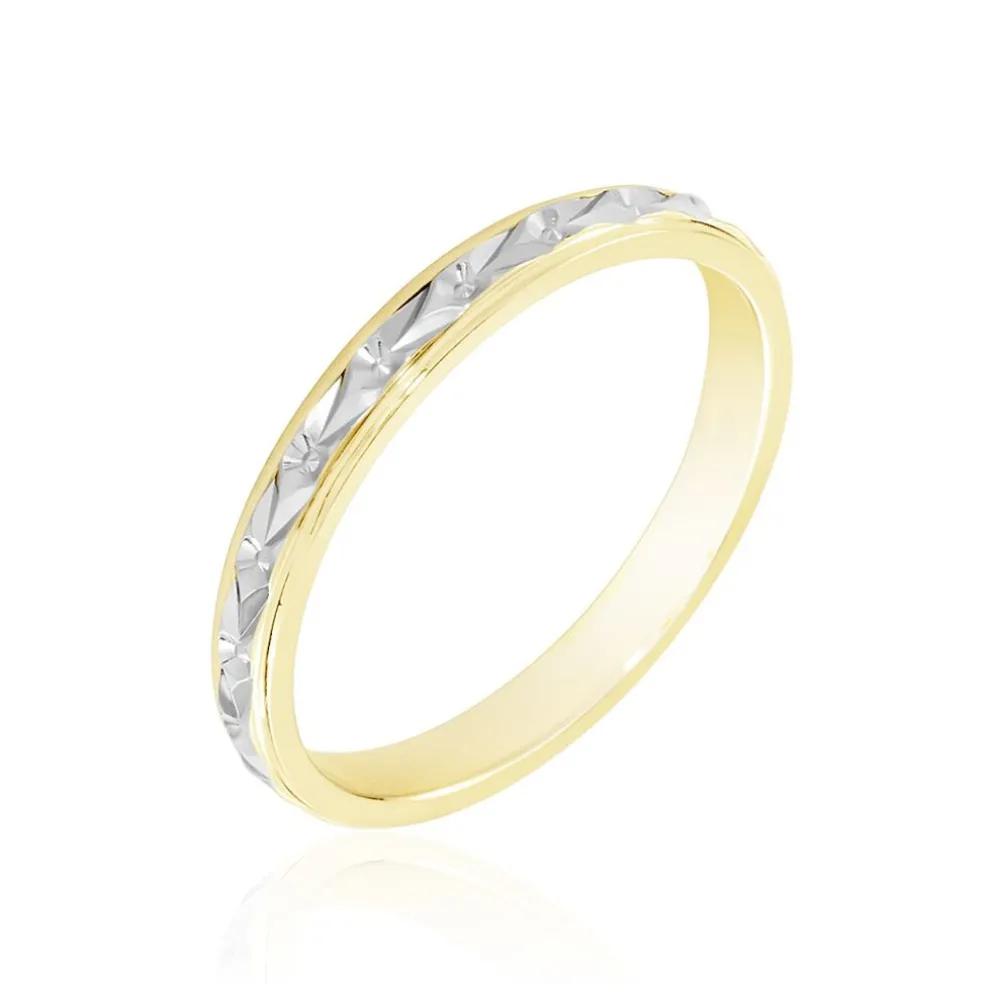 Alliance Mano Ruban Plat Or Bicolore