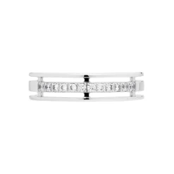 Alliance Serti Grains Ajoures Or Blanc Diamant