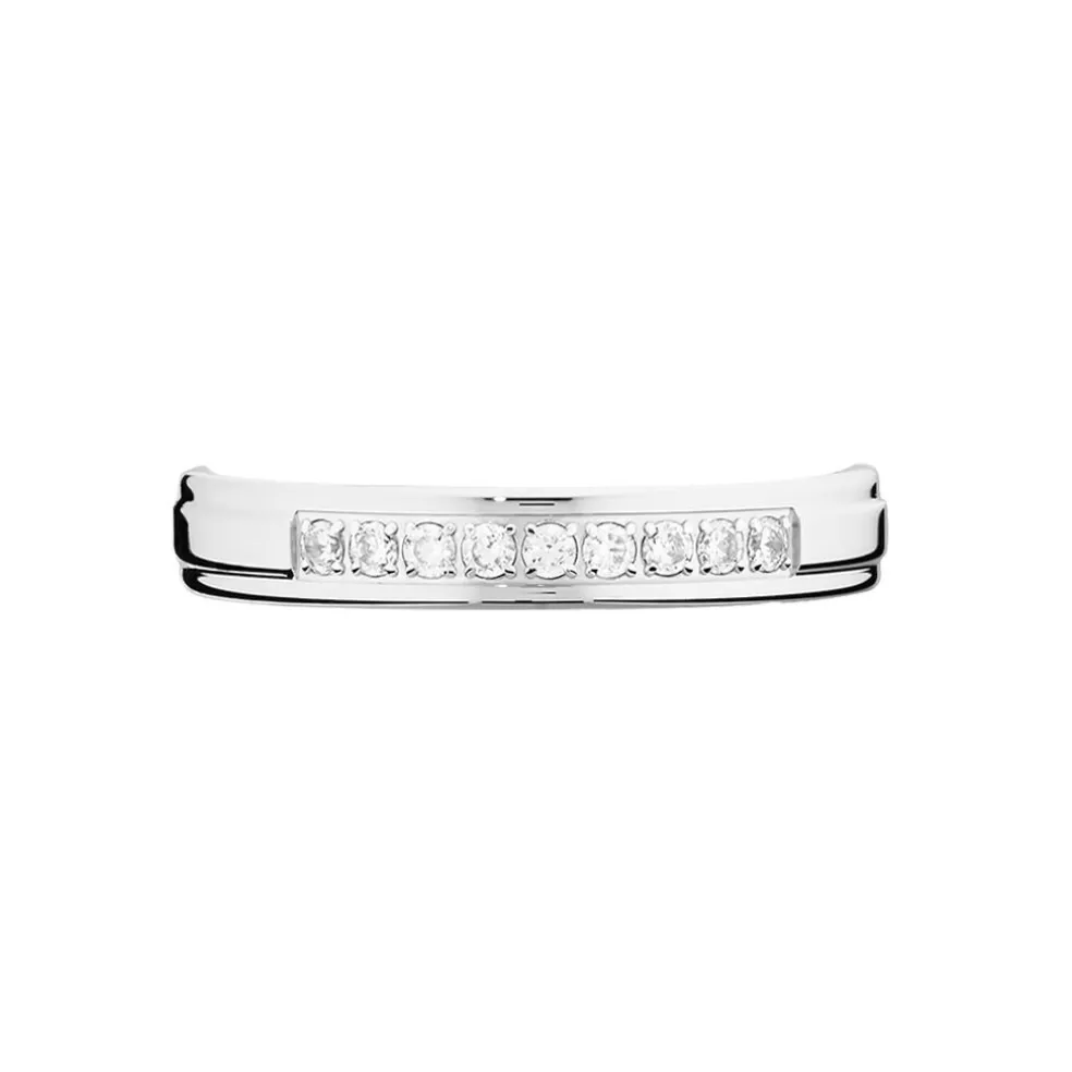 Alliance Serti Pave Or Blanc Diamant
