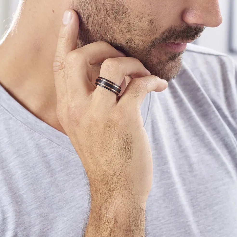 Bague Acier Rose