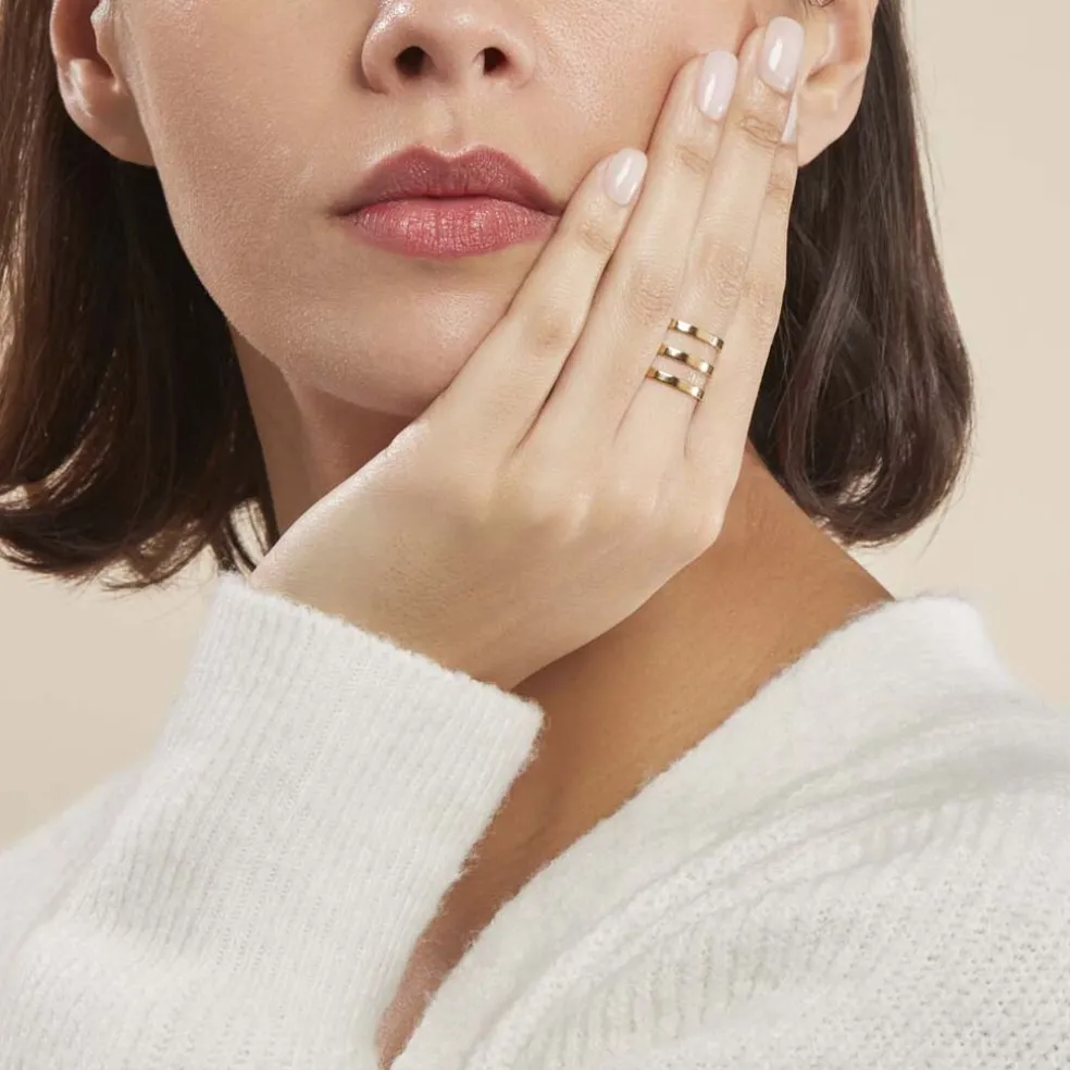 Bague Ajustable Adel Acier Doré