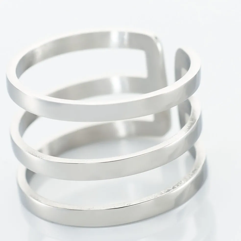 Bague Ajustable Adel Acier Blanc