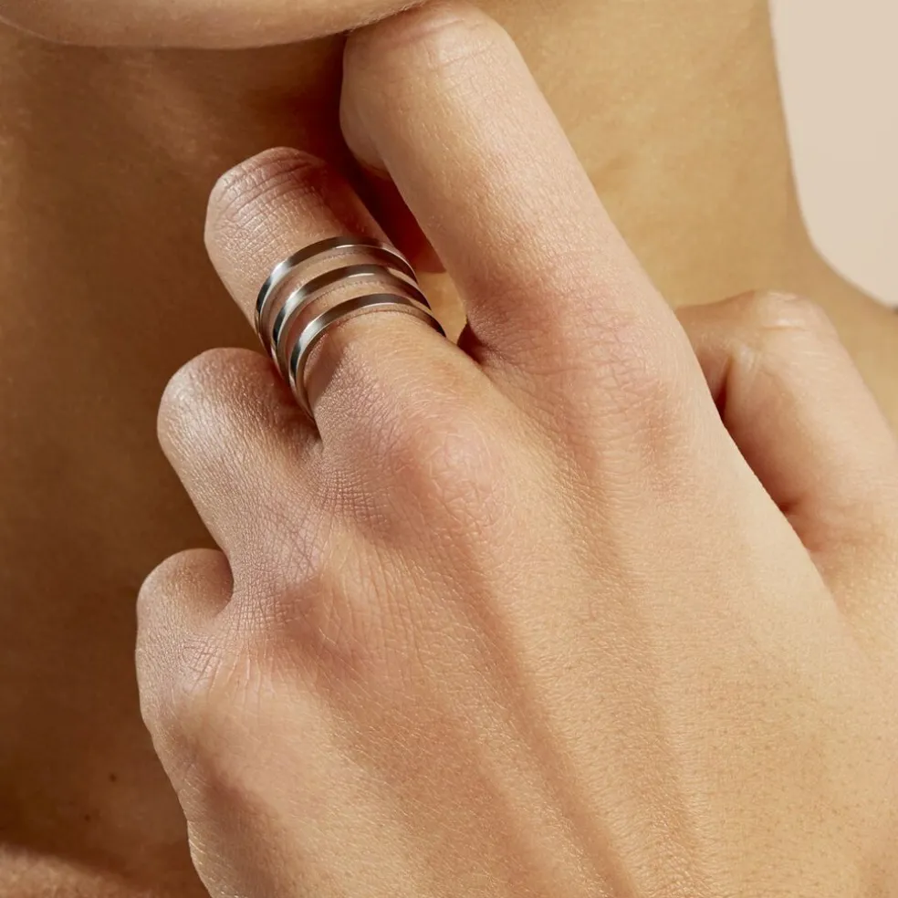 Bague Ajustable Adel Acier Blanc