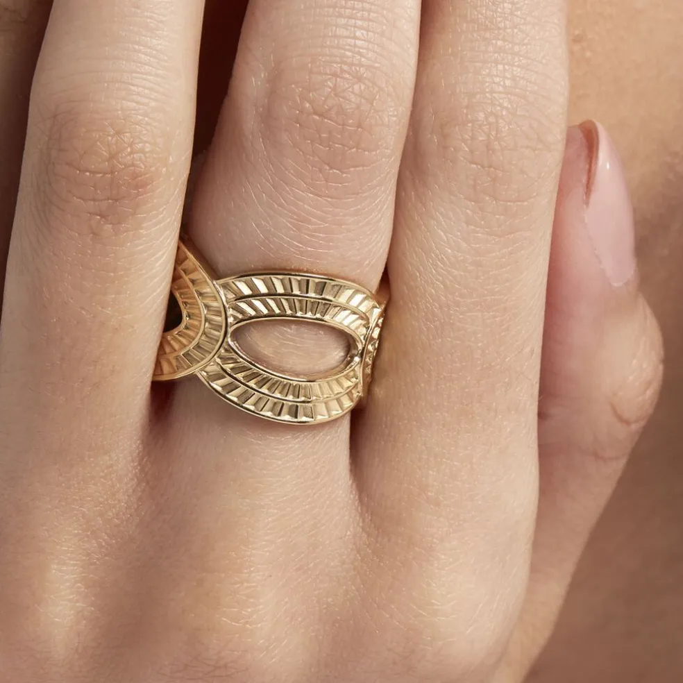 Bague Ajustable Agostino Acier Doré