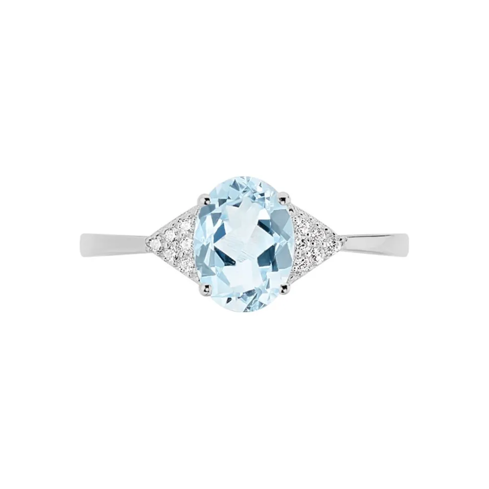 Bague Andreani Or Blanc Topaze Et Oxyde De Zirconium