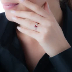 Bague Angie Or Blanc Rubis Et Diamant