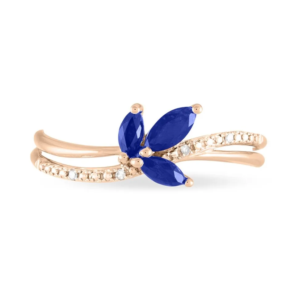 Bague Angie Or Rose Saphir Et Diamant