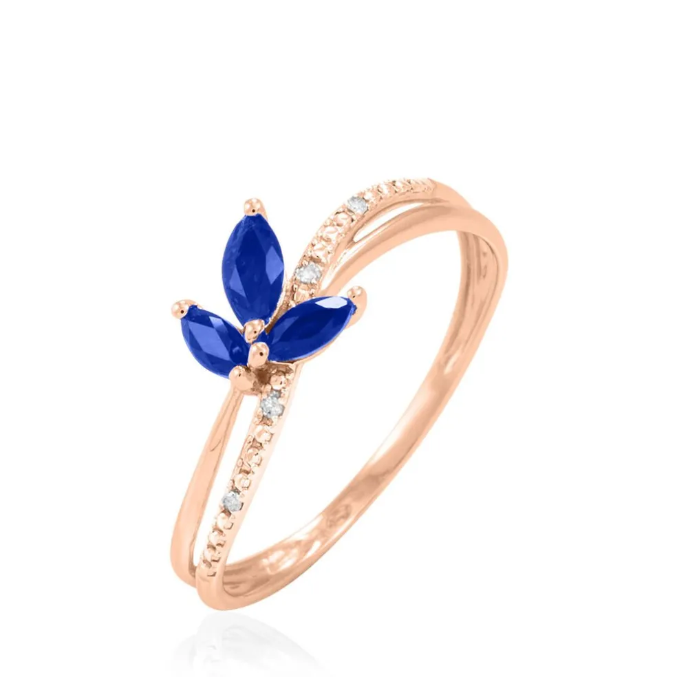 Bague Angie Or Rose Saphir Et Diamant