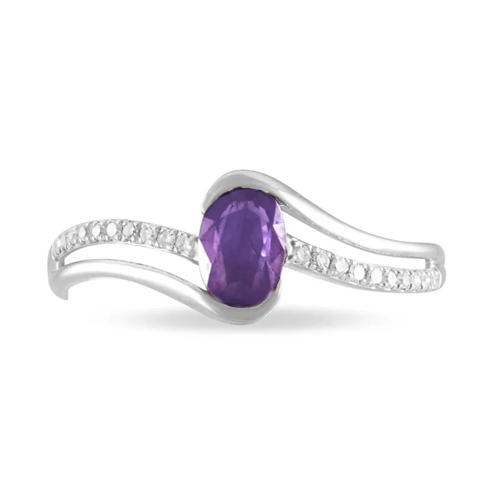 Bague Anja Or Blanc Amethyste Et Diamant