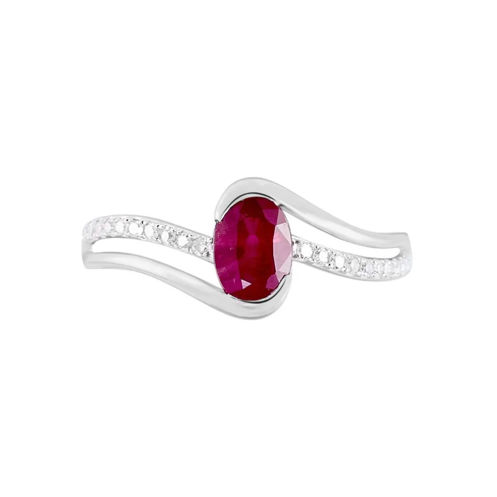 Bague Anja Or Blanc Rubis Et Diamant