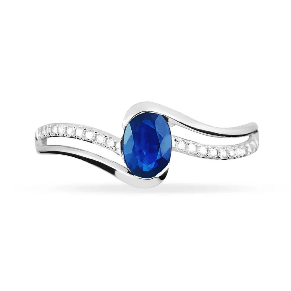Bague Anja Or Blanc Saphir Et Diamant
