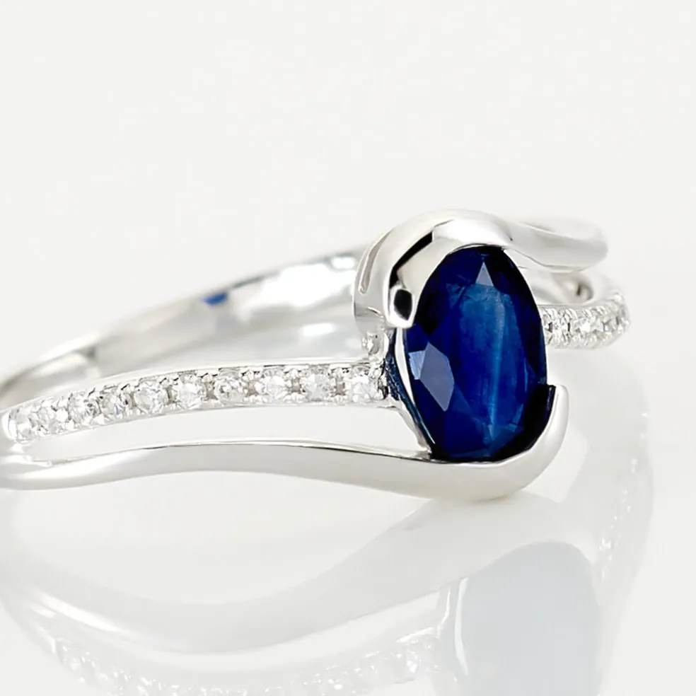 Bague Anja Or Blanc Saphir Et Diamant