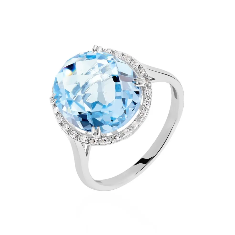 Bague Anna Or Blanc Topaze Et Oxyde De Zirconium
