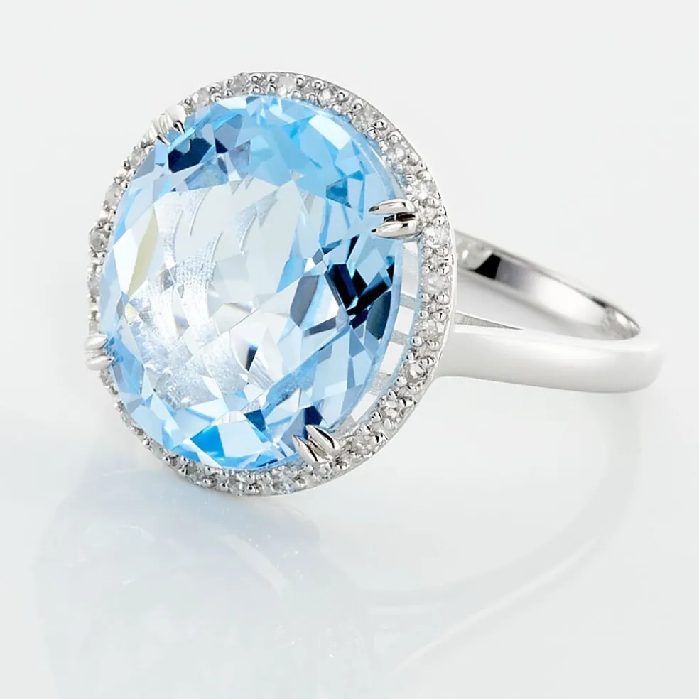 Bague Anna Or Blanc Topaze Et Oxyde De Zirconium