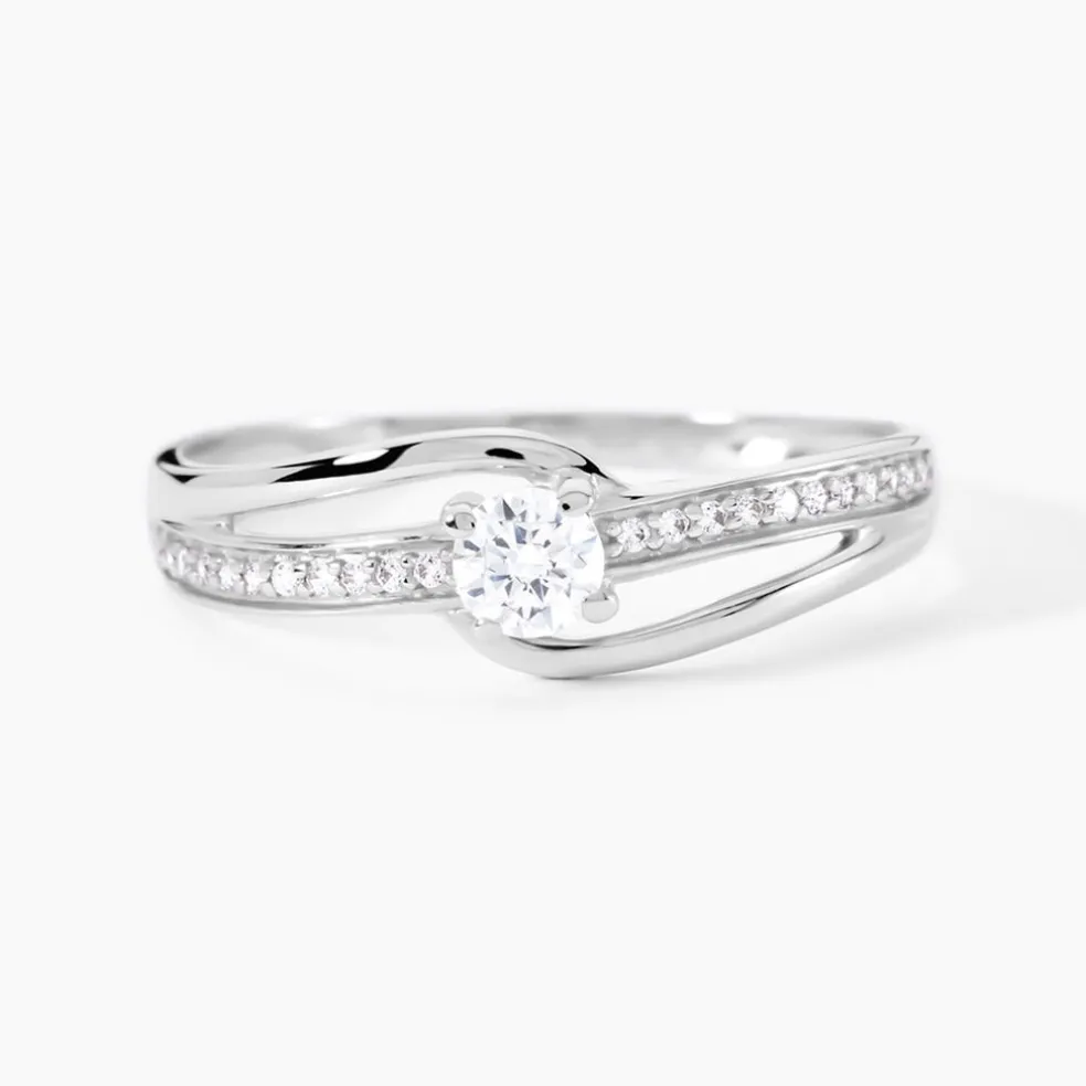 Bague Armelle Or Blanc Oxyde De Zirconium