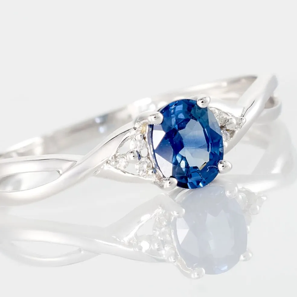 Bague Cassie Or Blanc Saphir Et Diamant