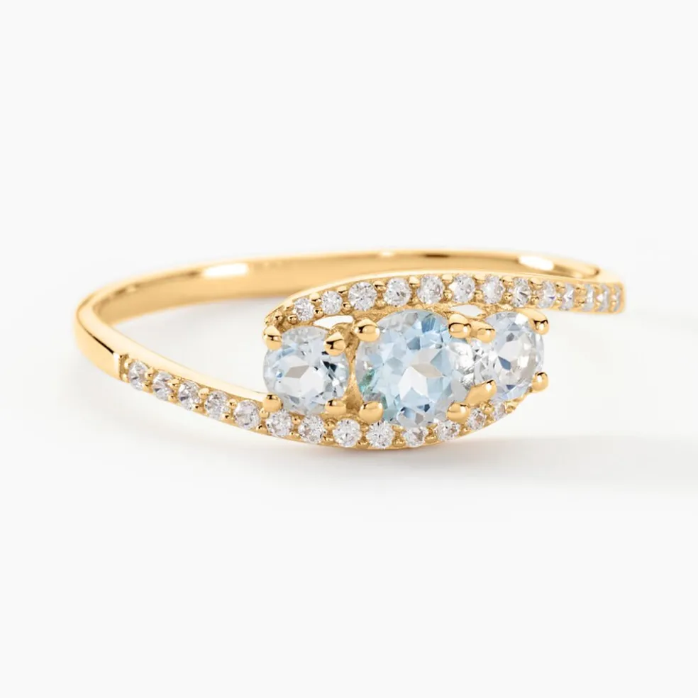 Bague Chloe Or Jaune Topaze Et Oxyde De Zirconium