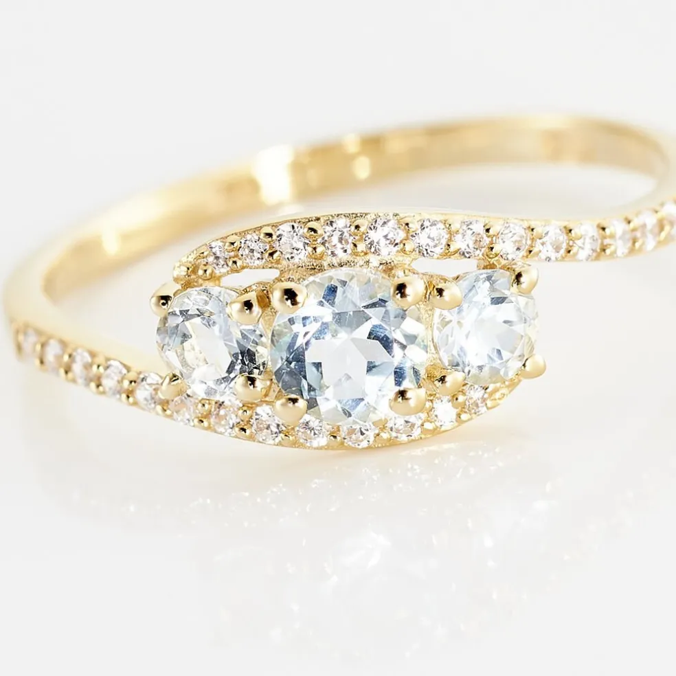 Bague Chloe Or Jaune Topaze Et Oxyde De Zirconium