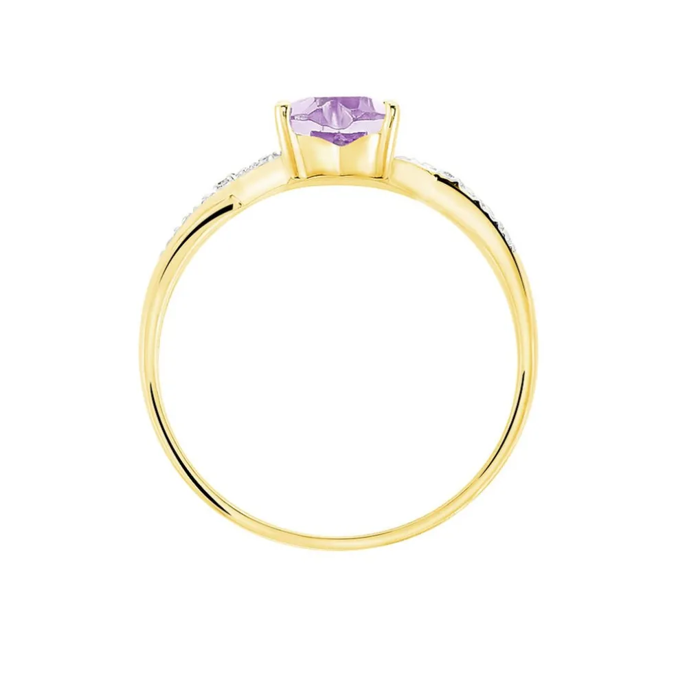 Bague Clothilde Or Jaune Amethyste Et Oxyde De Zirconium