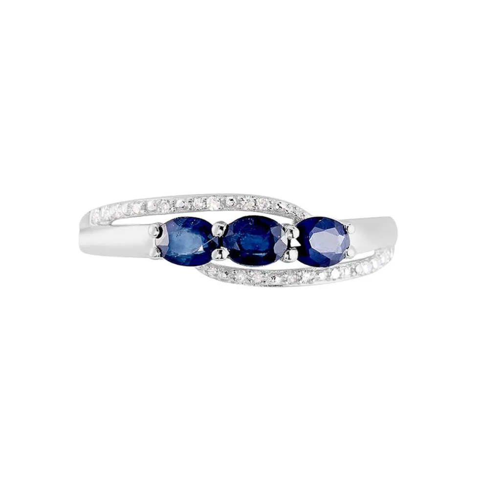 Bague Comete Or Blanc Saphir Et Diamant