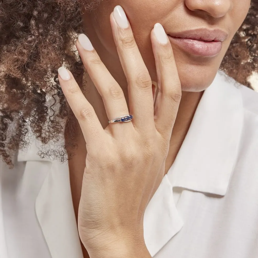 Bague Comete Or Blanc Saphir Et Diamant