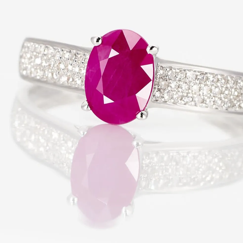Bague Crista Or Blanc Rubis Et Diamant