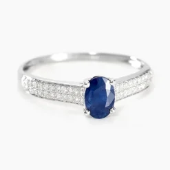 Bague Crista Or Blanc Saphir Et Diamant