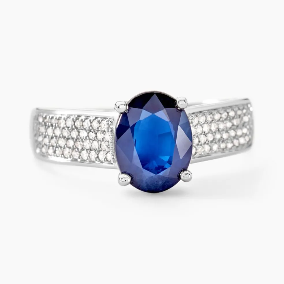 Bague Crista Or Blanc Saphir Et Diamant