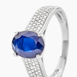 Bague Crista Or Blanc Saphir Et Diamant