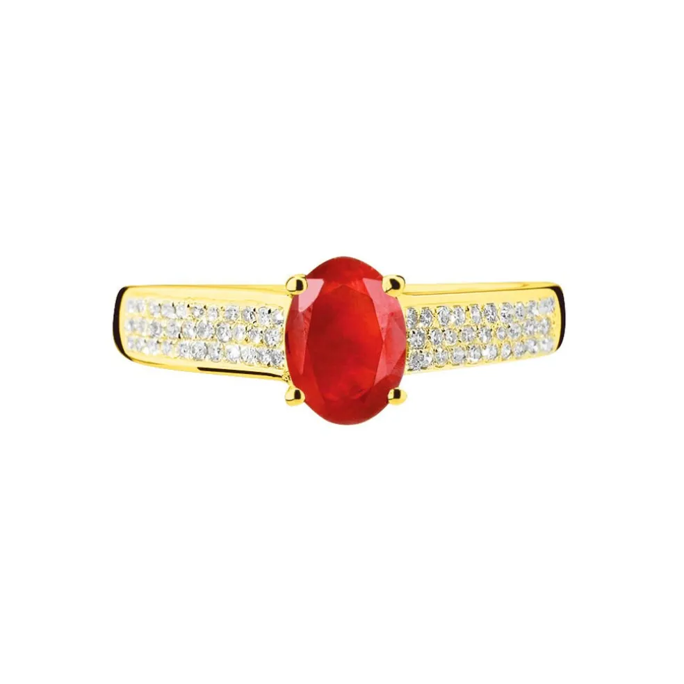 Bague Crista Or Jaune Rubis Et Diamant