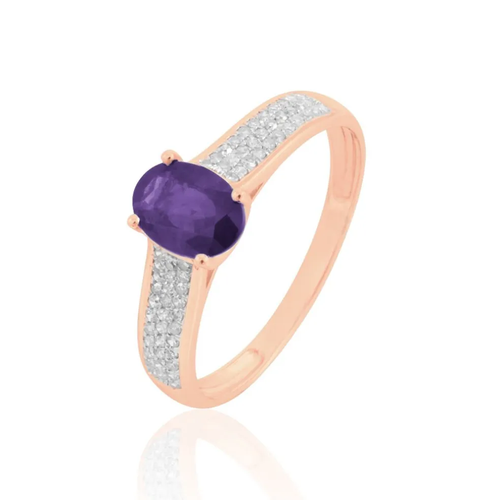 Bague Crista Or Rose Amethyste Et Diamant