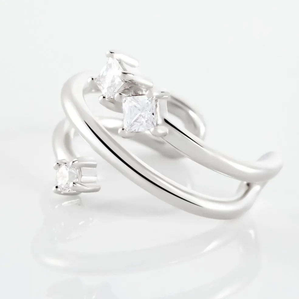 Bague D'hélix Unitaire Amada Argent Blanc Oxyde De Zirconium