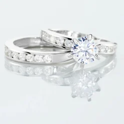 Bague Double Jeu Argent Blanc Oxyde De Zirconium