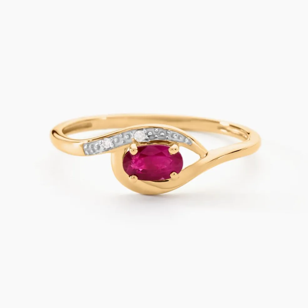 Bague Emotion Or Jaune Rubis Diamant