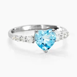 Bague Fany Or Blanc Topaze Et Oxyde De Zirconium