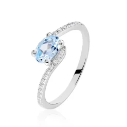Bague Loriane Or Blanc Topaze Et Oxyde De Zirconium