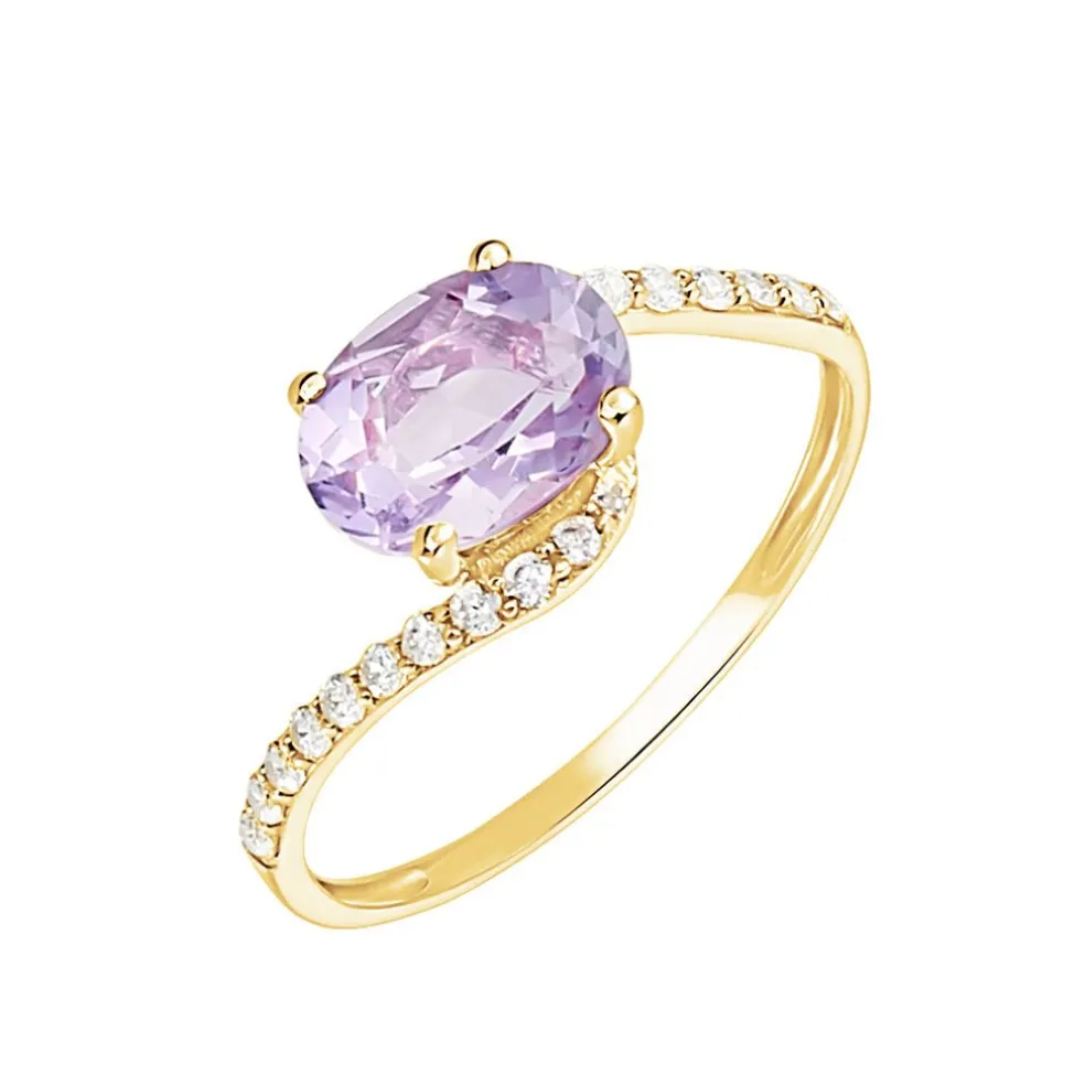 Bague Loriane Or Jaune Amethyste Et Oxyde De Zirconium