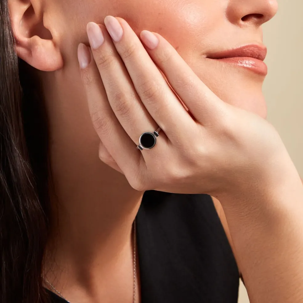 Bague Lunatique Argent Blanc Malachite Onyx