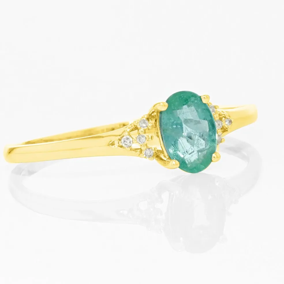 Bague Marie Or Jaune Emeraude Et Diamant