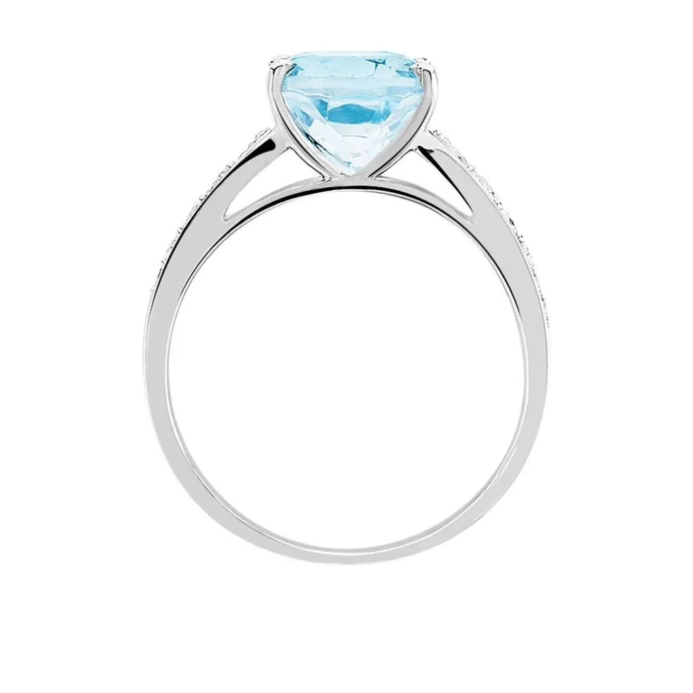 Bague Marie-camille Or Blanc Topaze Et Oxyde De Zirconium