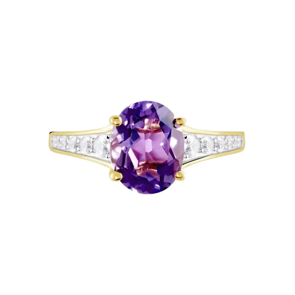Bague Or Jaune Marie-camille Améthyste Oxydes De Zirconium