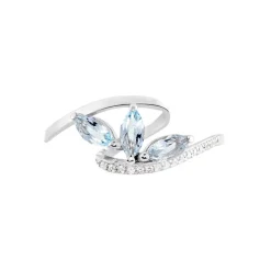 Bague Petale Or Blanc Topaze Et Oxyde De Zirconium